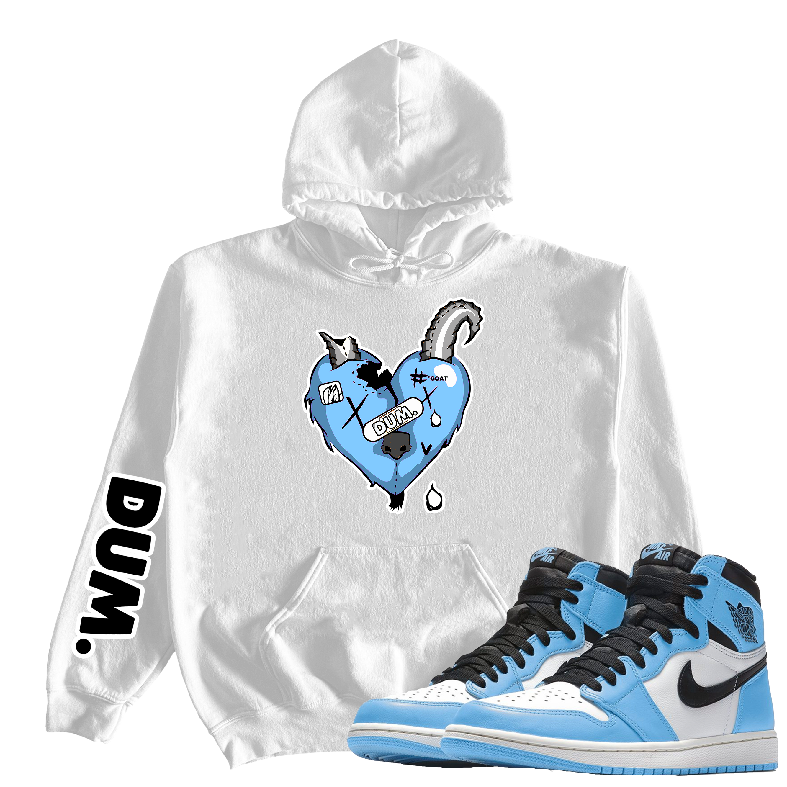 DUM GOATLOVE X RETRO 1S UNIVERSITY BLUE HOODIE